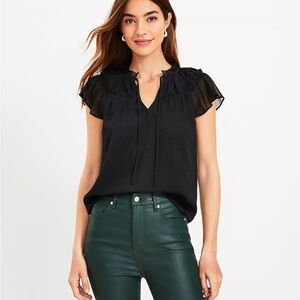 LOFT Petite Velvet Dot Ruffle Tie Neck
Flutter Top